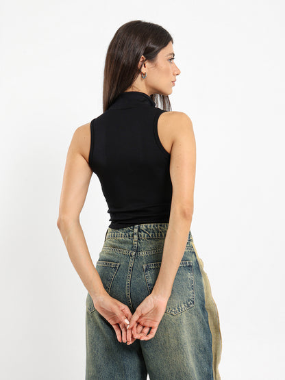 Sleeveless Sporty Zip Up Top