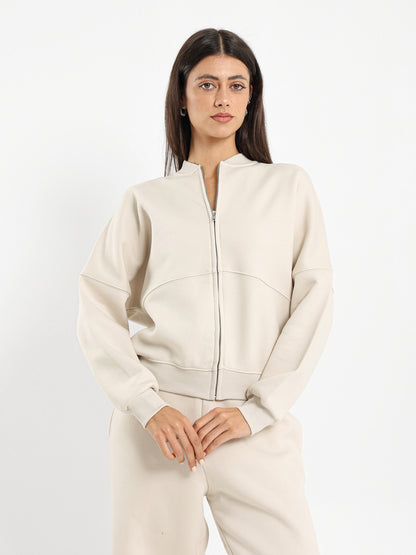 Stitched Detail Zip-Up Sweatshirt