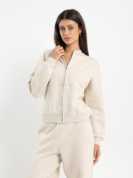 Stitched Detail Zip-Up Sweatshirt