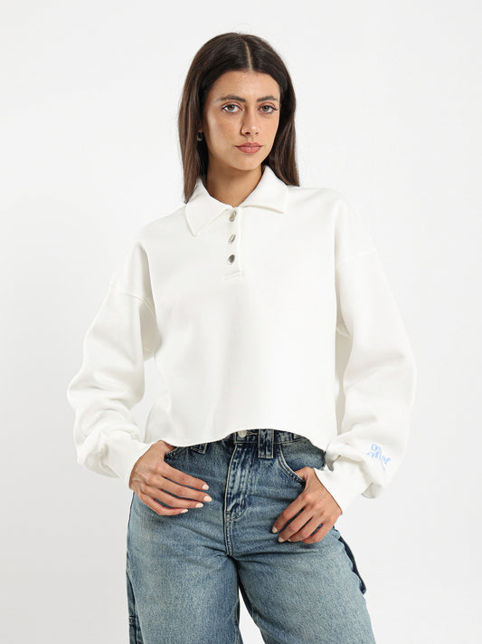 Big Collared Cropped Sweatshirt