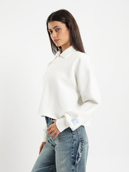 Big Collared Cropped Sweatshirt