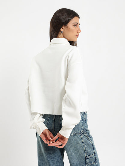 Big Collared Cropped Sweatshirt