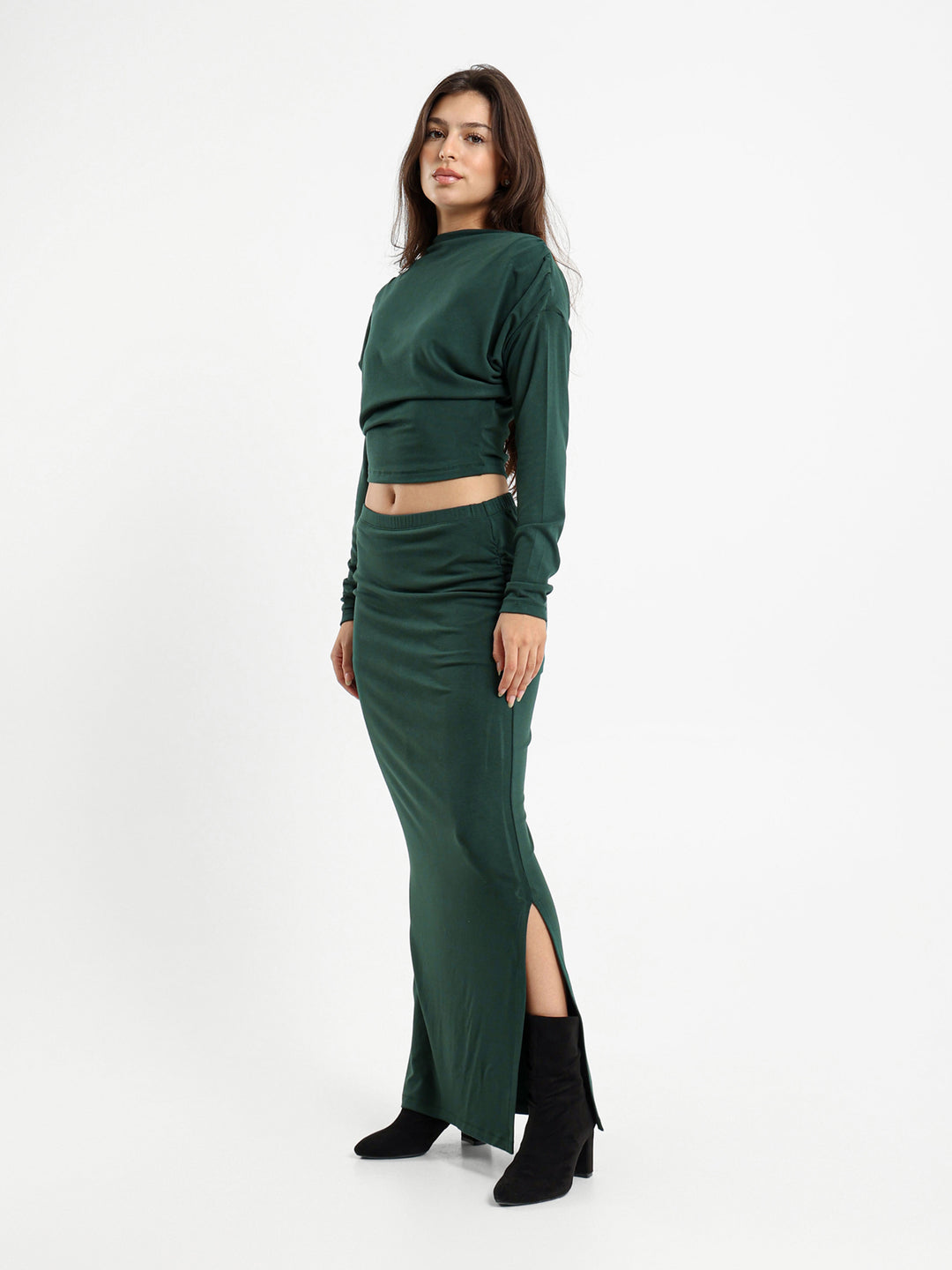 Ruched Maxi Skirt