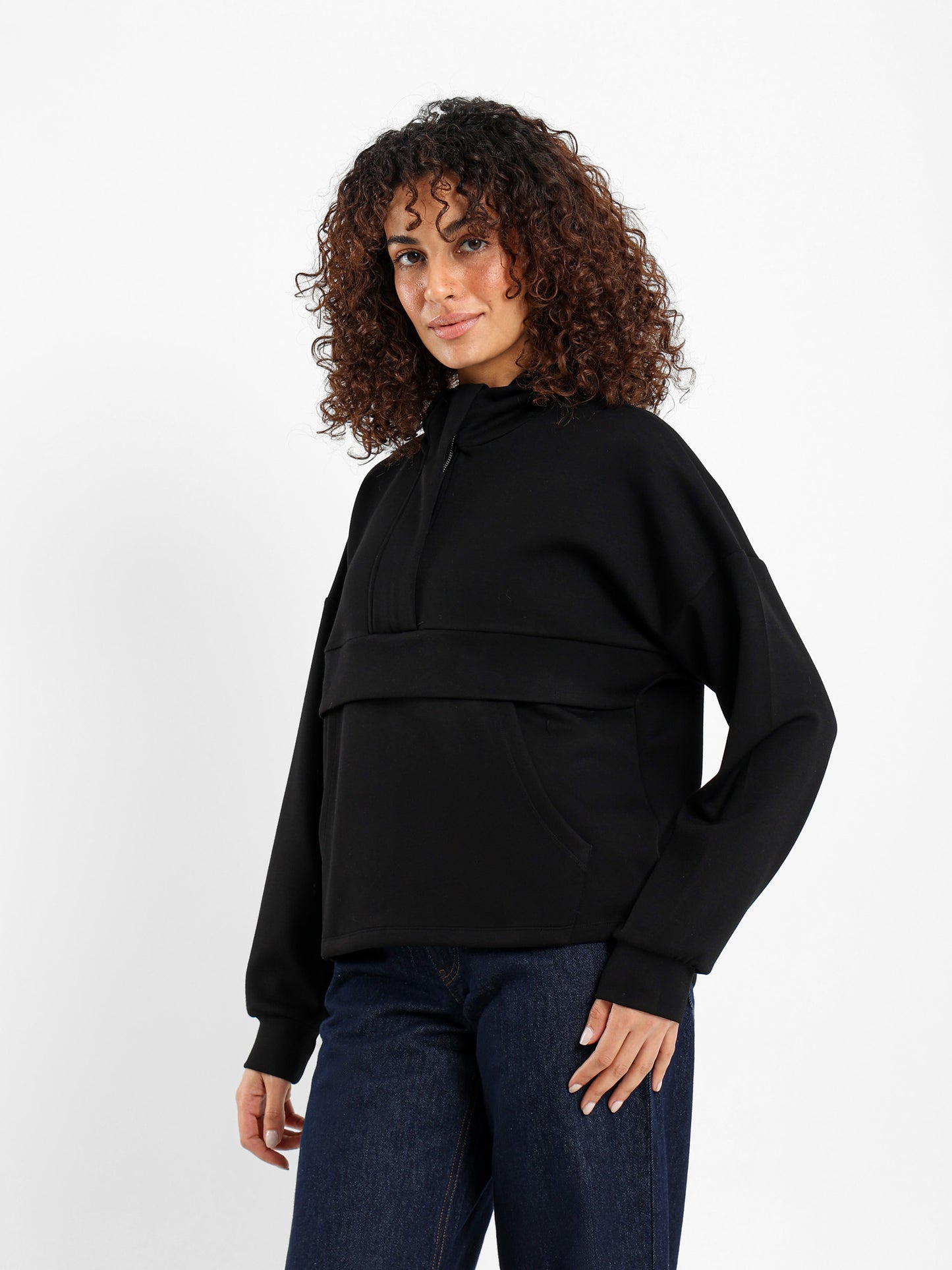 Quarter Zip High-Low Sweatshirt