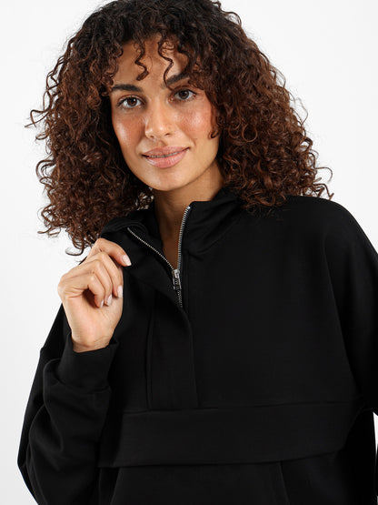 Quarter Zip High-Low Sweatshirt