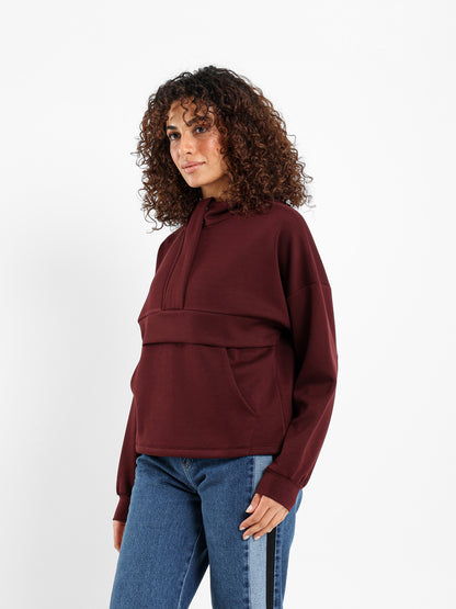 Quarter Zip High-Low Sweatshirt