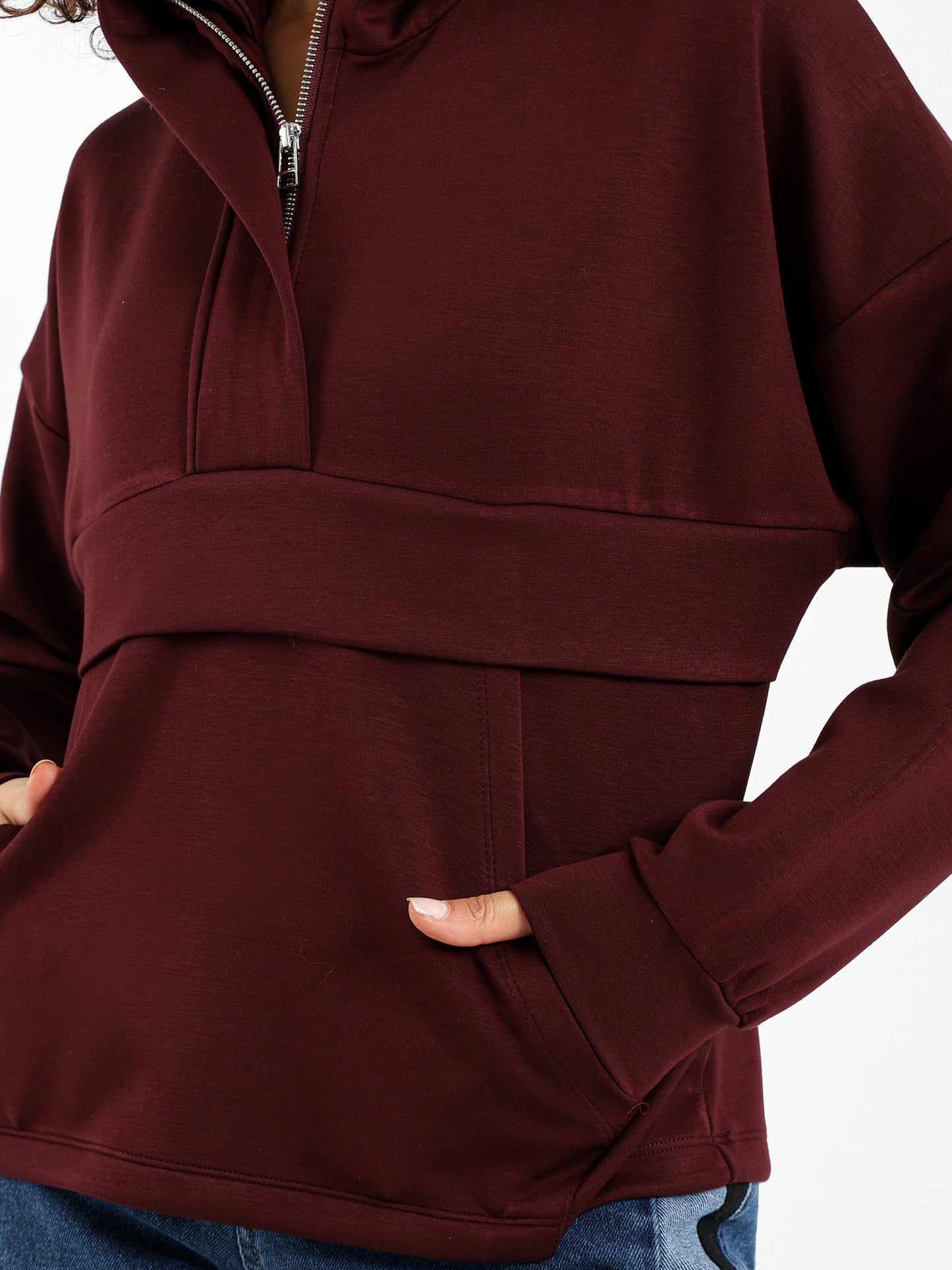 Quarter Zip High-Low Sweatshirt
