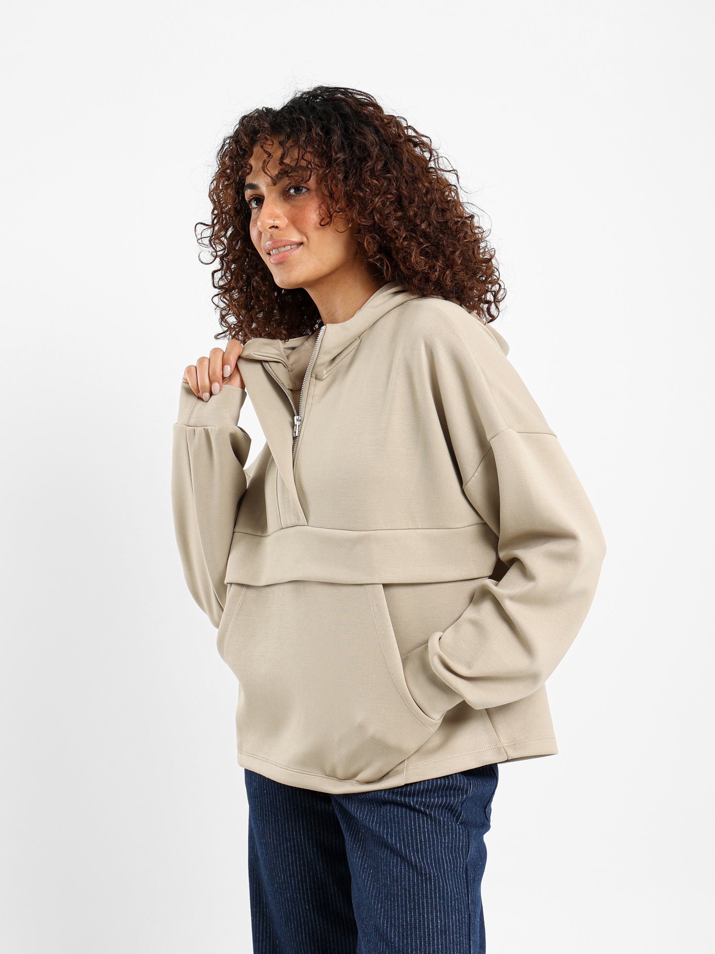 Quarter Zip High-Low Sweatshirt