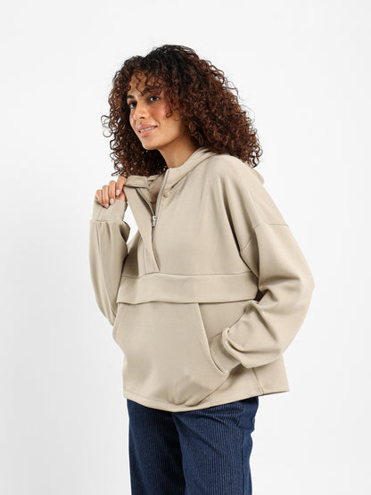 Quarter Zip High-Low Sweatshirt