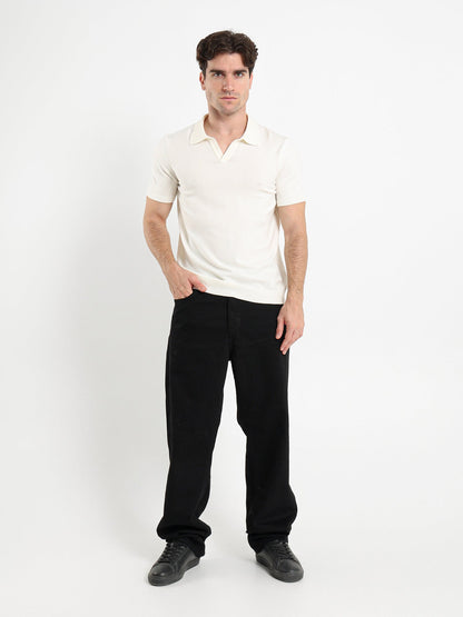 V-Placket Short Sleeve Polo Shirt