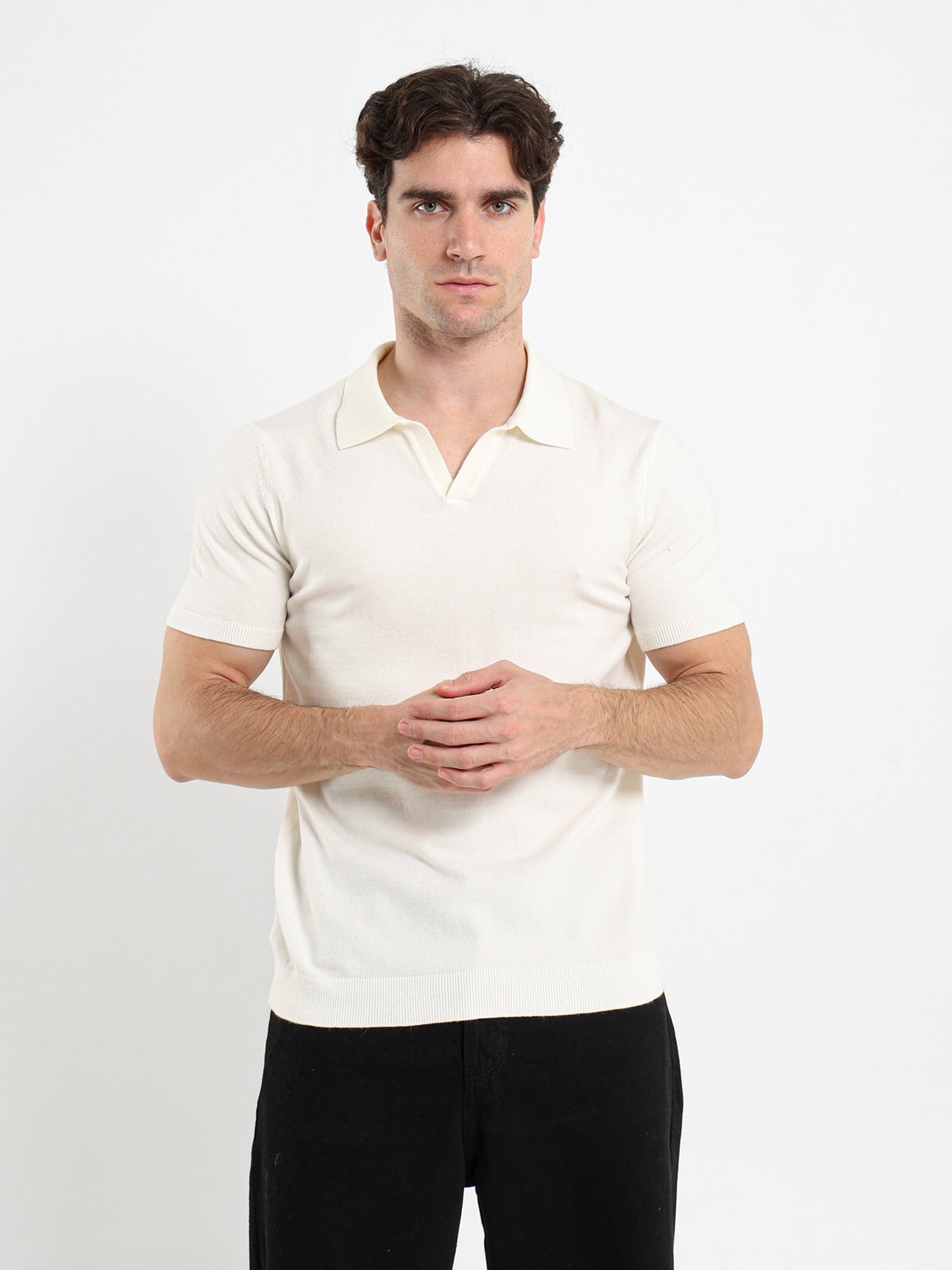V-Placket Short Sleeve Polo Shirt