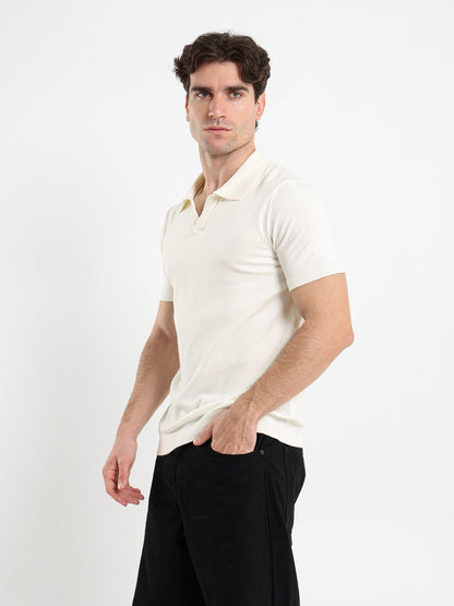 V-Placket Short Sleeve Polo Shirt