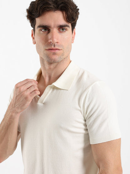 V-Placket Short Sleeve Polo Shirt