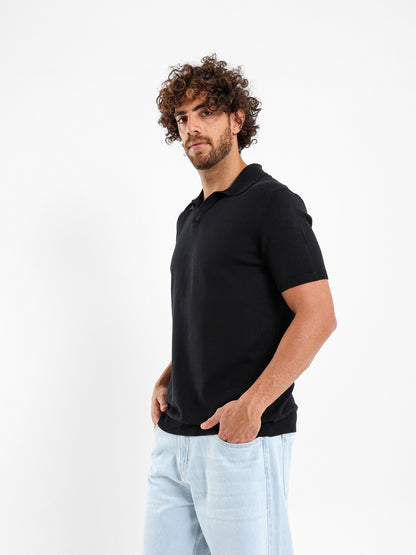V-Placket Short Sleeve Polo Shirt
