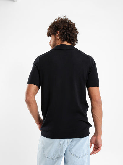 V-Placket Short Sleeve Polo Shirt