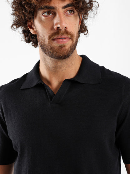 V-Placket Short Sleeve Polo Shirt