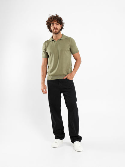 V-Placket Short Sleeve Polo Shirt