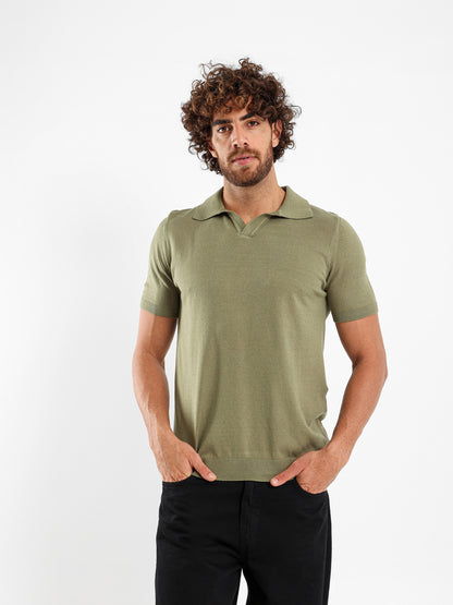 V-Placket Short Sleeve Polo Shirt