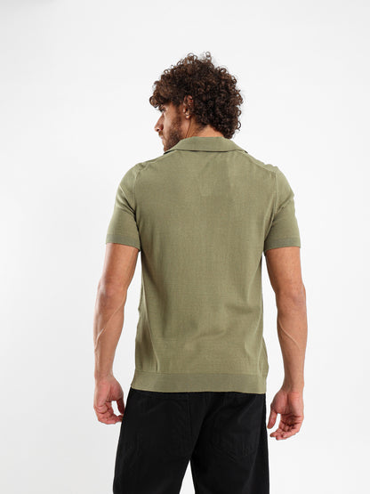 V-Placket Short Sleeve Polo Shirt