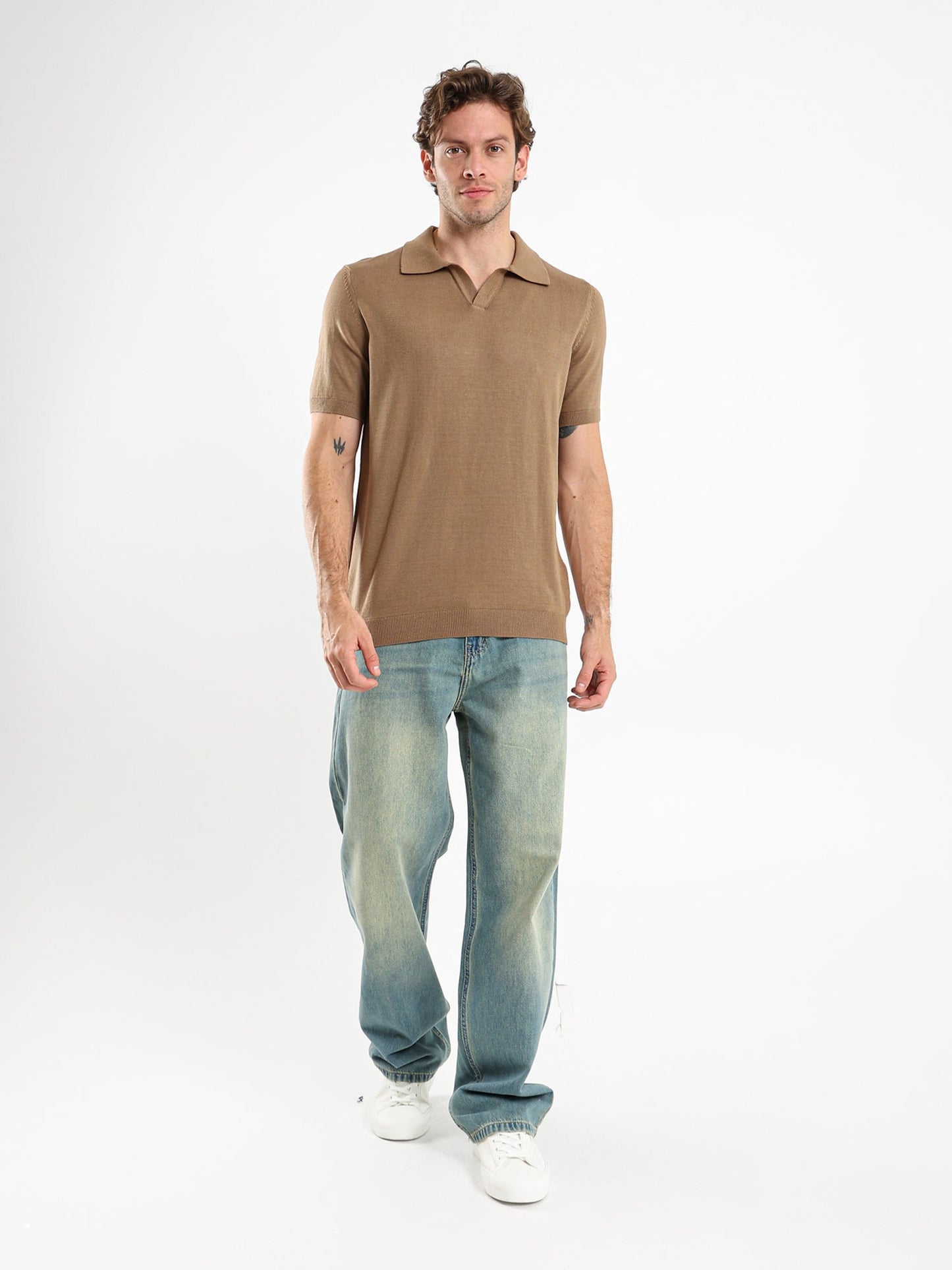 V-Placket Short Sleeve Polo Shirt