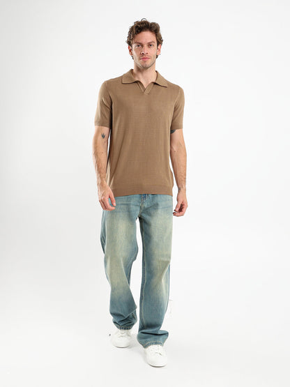 V-Placket Short Sleeve Polo Shirt