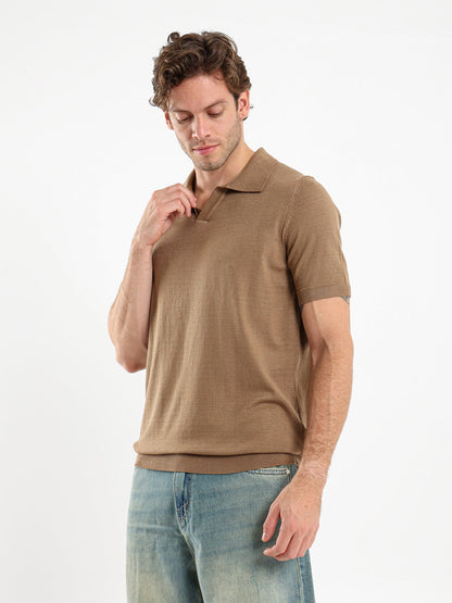V-Placket Short Sleeve Polo Shirt