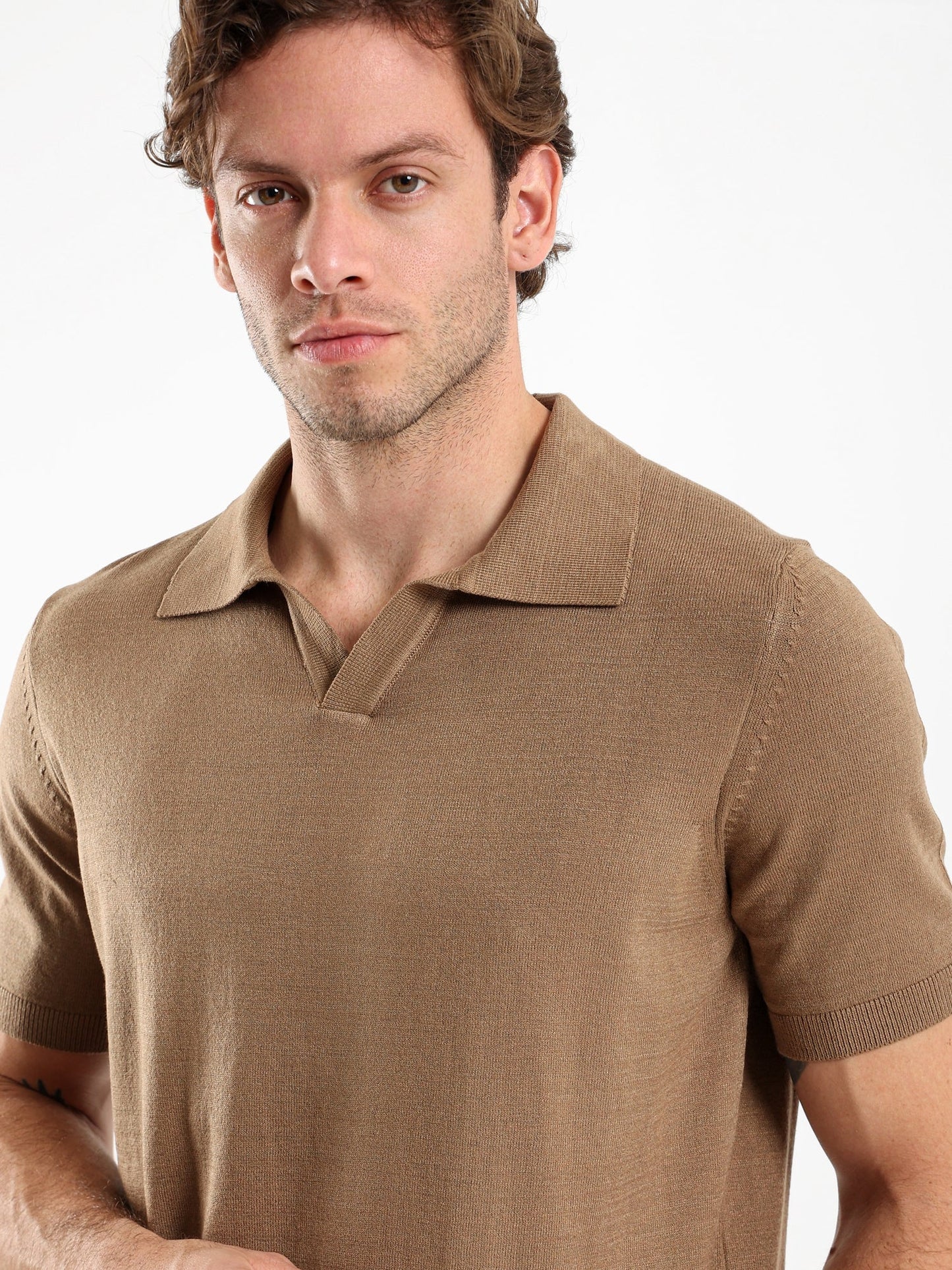 V-Placket Short Sleeve Polo Shirt