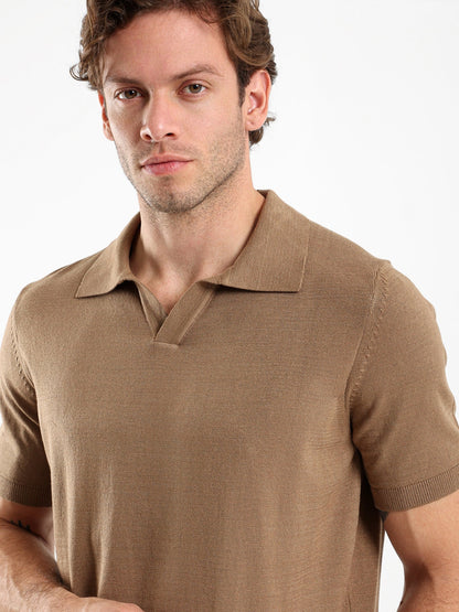 V-Placket Short Sleeve Polo Shirt