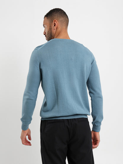 Thin Cable Knit R-Neck