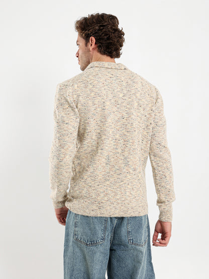 Oversized Textured Long Sleeve Polo