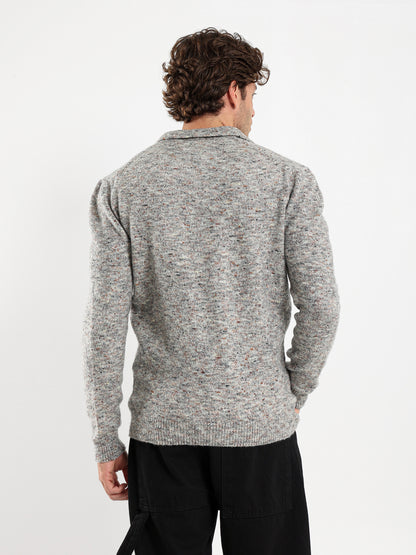 Oversized Textured Long Sleeve Polo