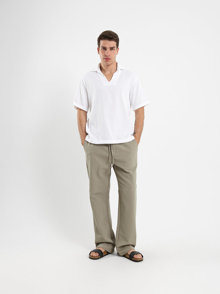 Ribbed Polo Shirt without Placket