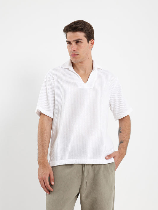 Ribbed Polo Shirt without Placket