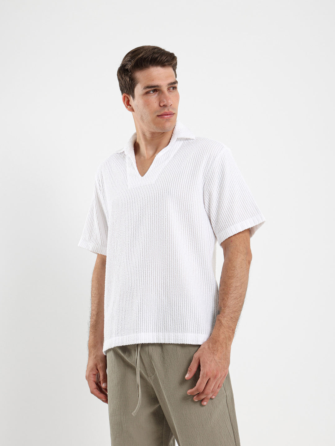 Ribbed Polo Shirt without Placket