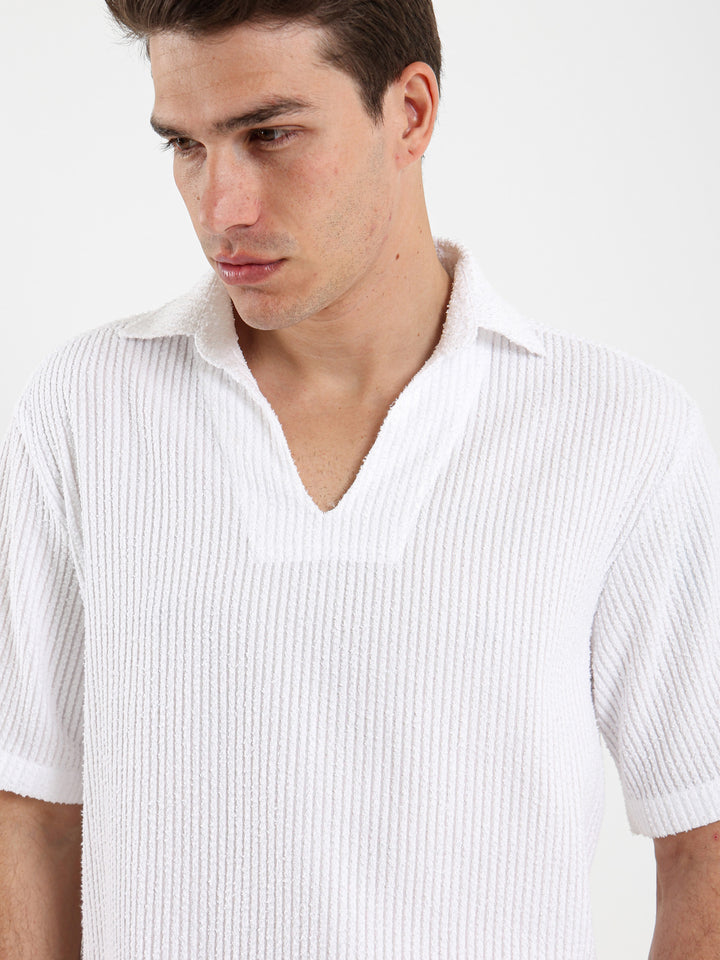 Ribbed Polo Shirt without Placket