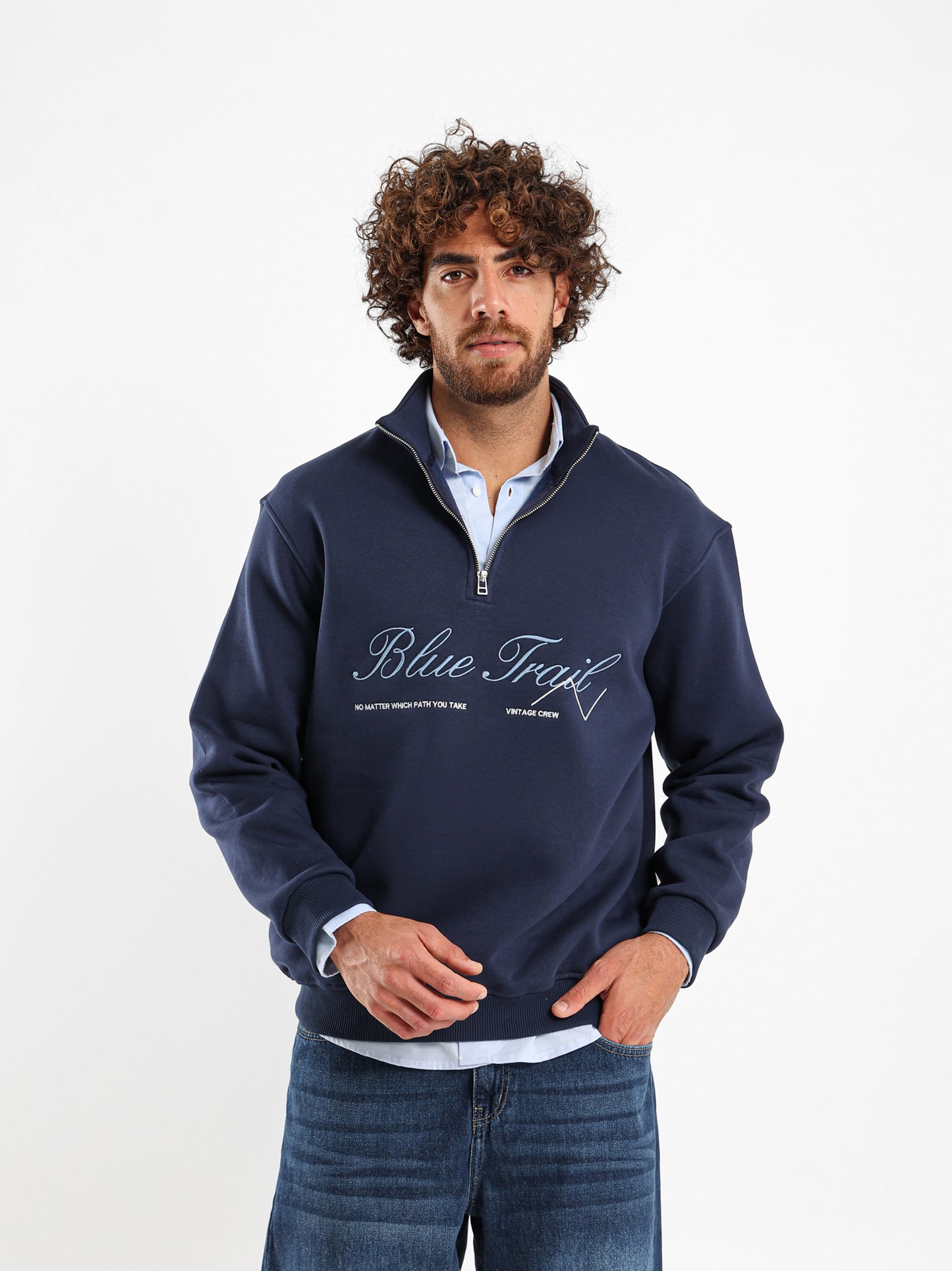 Blue Trail High Neck Sweatshirt