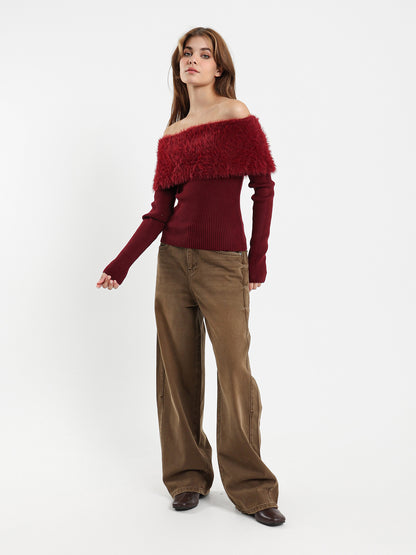 Loose Off-Shoulder Pullover