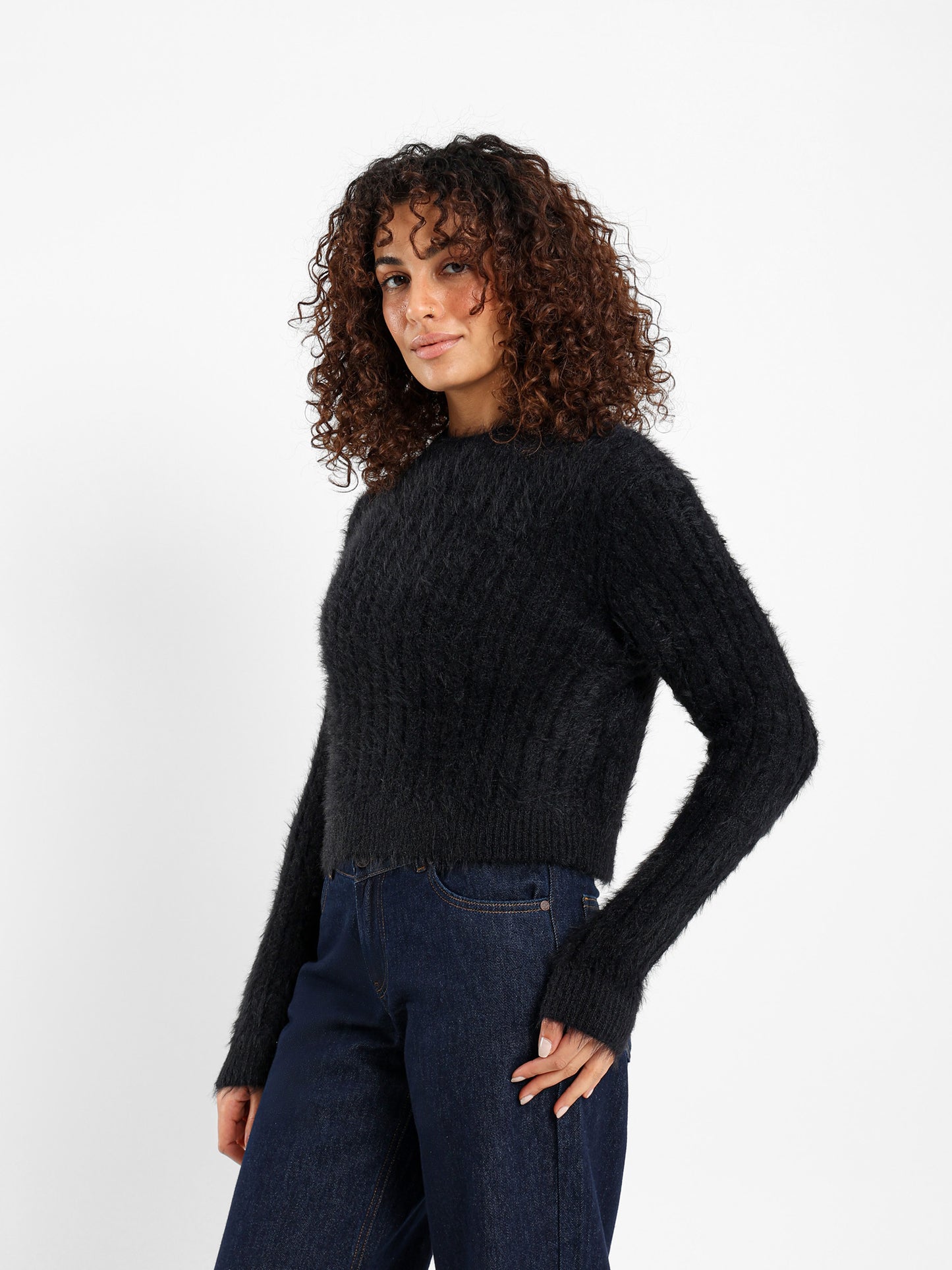 Distressed Cropped Pullover