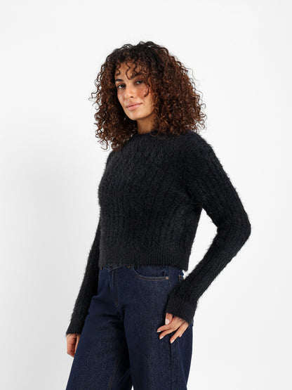 Distressed Cropped Pullover