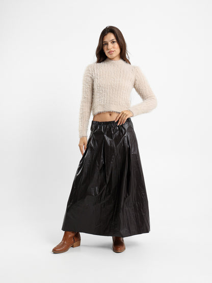Wrap Midi Leather Skirt