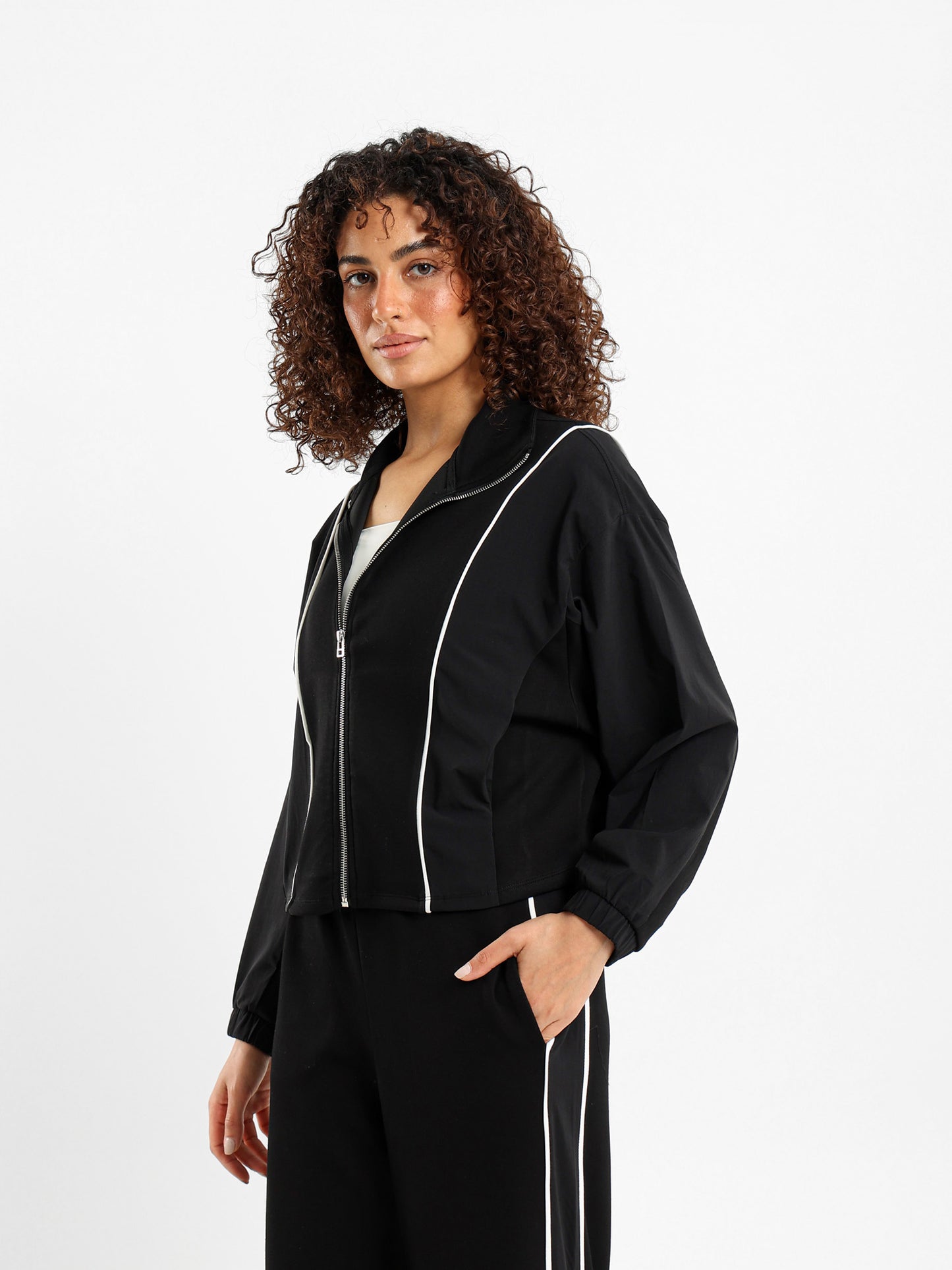 Zip-Up Paneled Sweatshirt