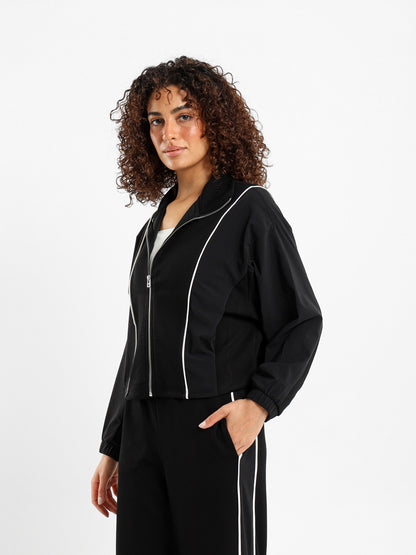 Zip-Up Paneled Sweatshirt