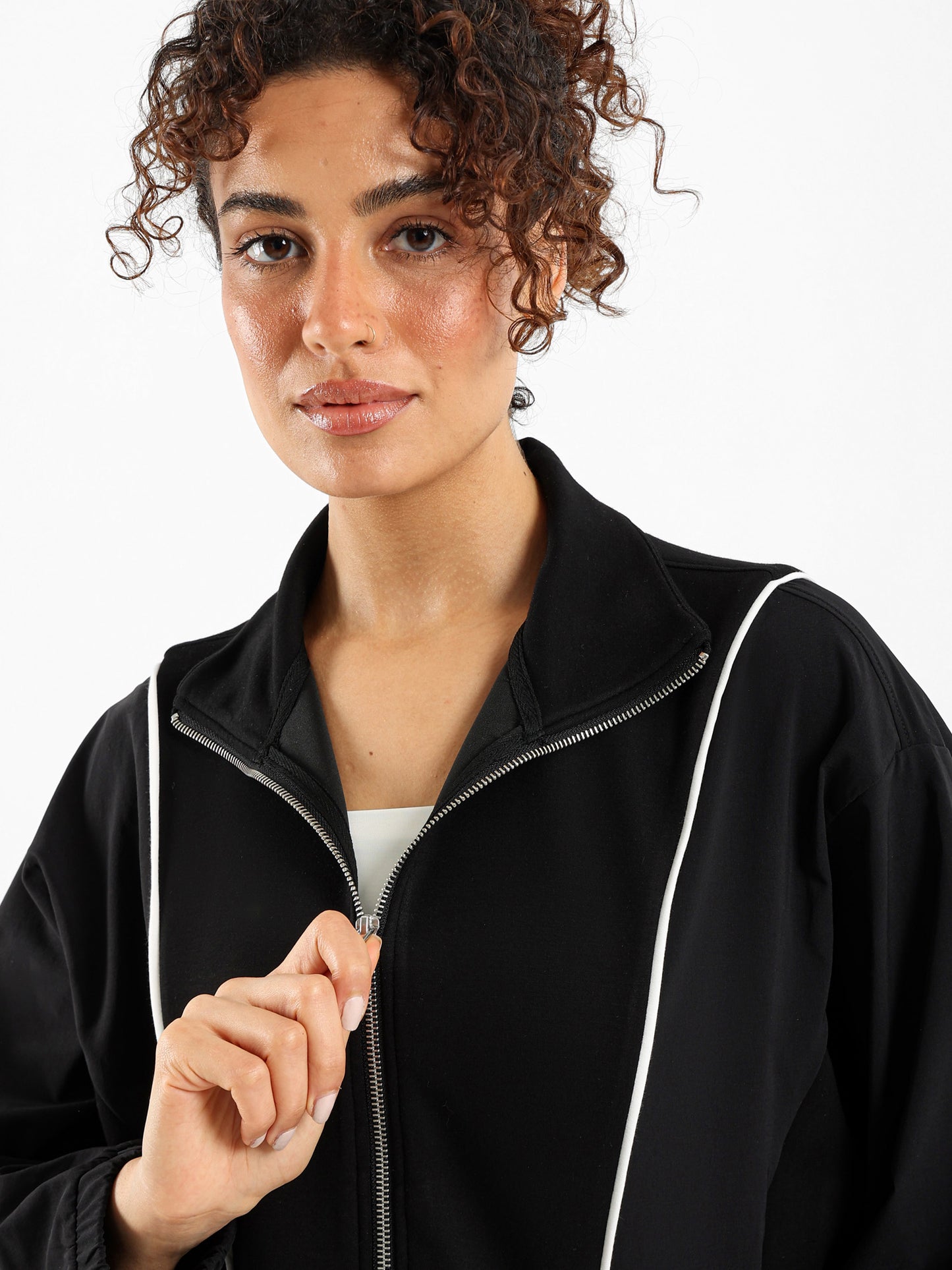 Zip-Up Paneled Sweatshirt