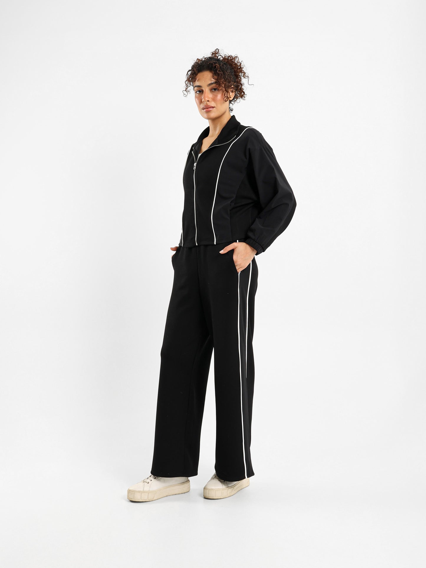 Zip-Up Paneled Sweatshirt