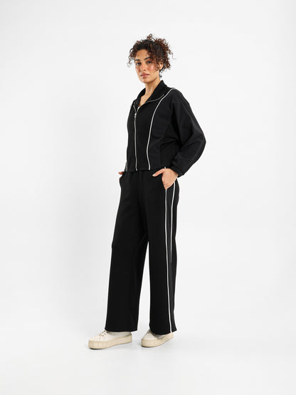 Zip-Up Paneled Sweatshirt