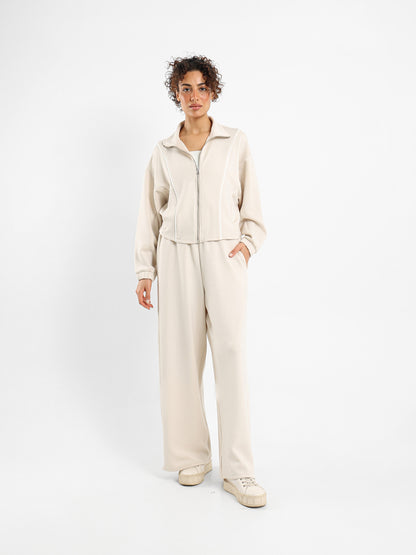 Zip-Up Paneled Sweatshirt