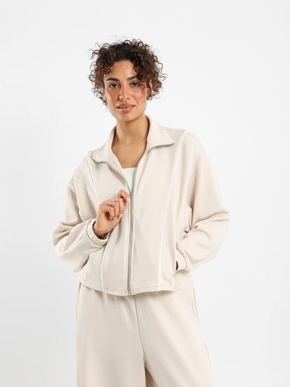 Zip-Up Paneled Sweatshirt