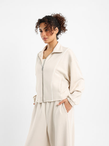 Zip-Up Paneled Sweatshirt