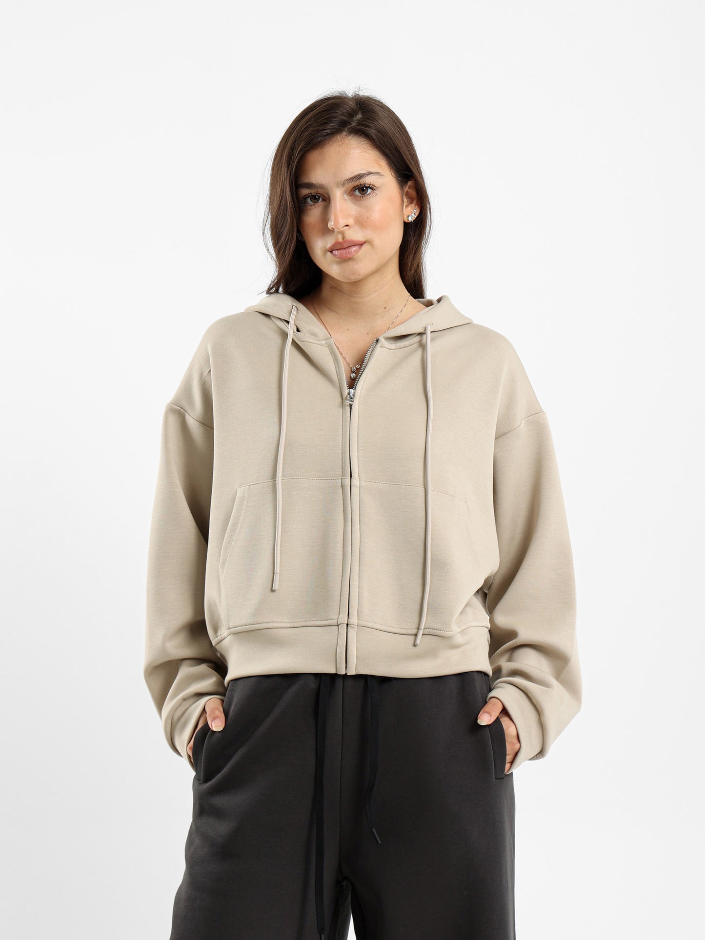 Cropped Zip Hoodie