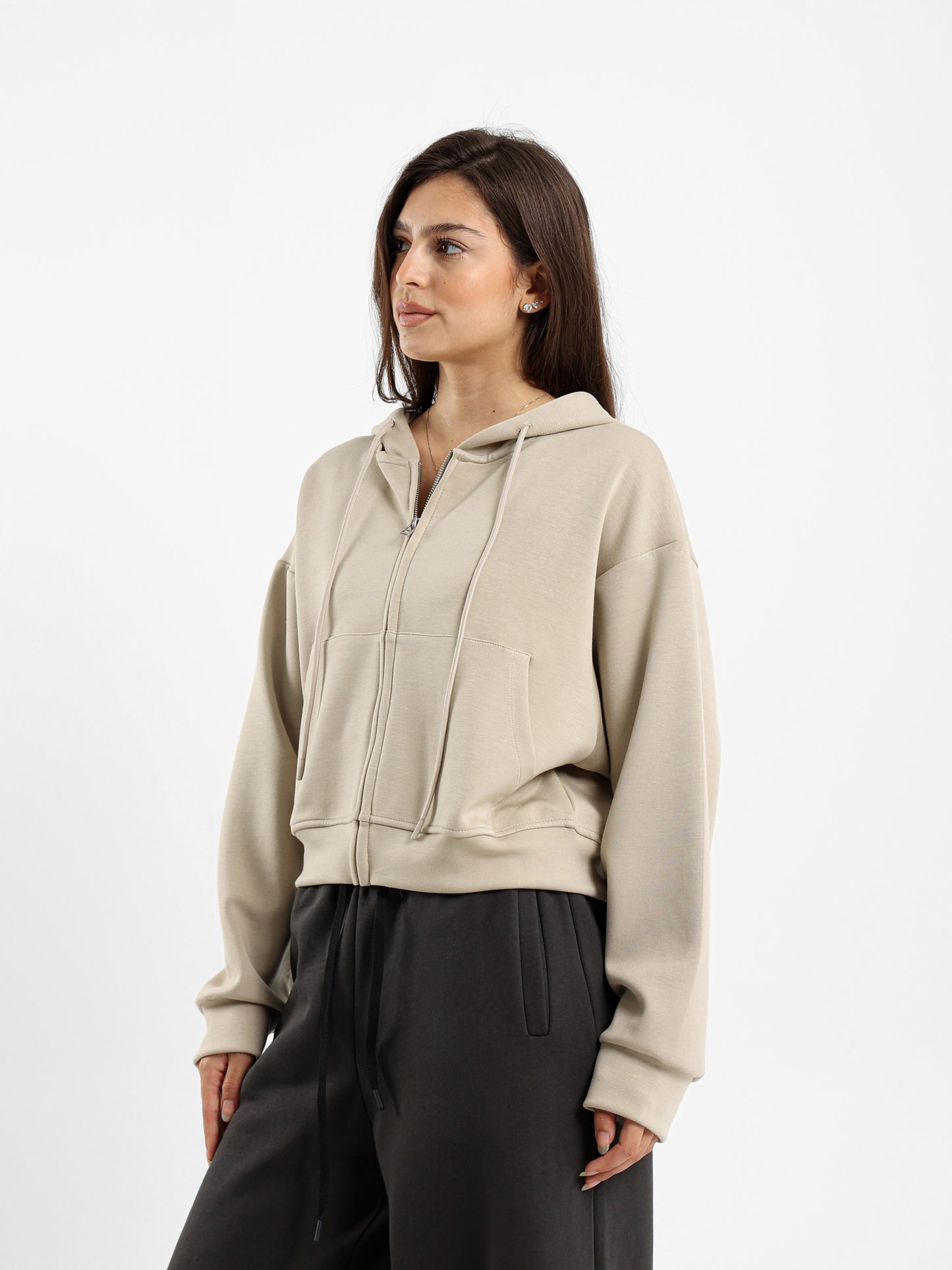 Cropped Zip Hoodie
